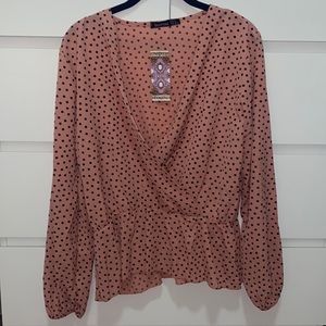 Boohoo Polka Dot Peplum Blouse